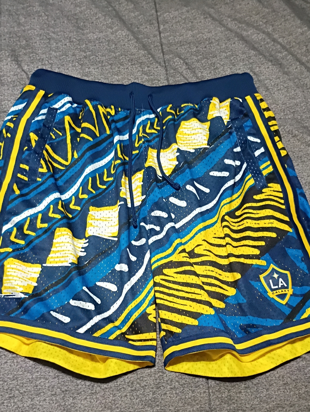 Mitchell & Ness Blue and Yellow LA Galaxy Athletic Shorts